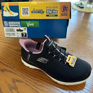Skechers Black and Pink Slip-Ins